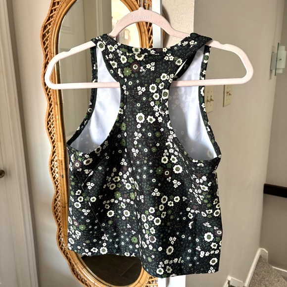 SSYS / NWT Green Neutral Floral Longline Sports Racerback Tank Bra - Picture 4 of 6